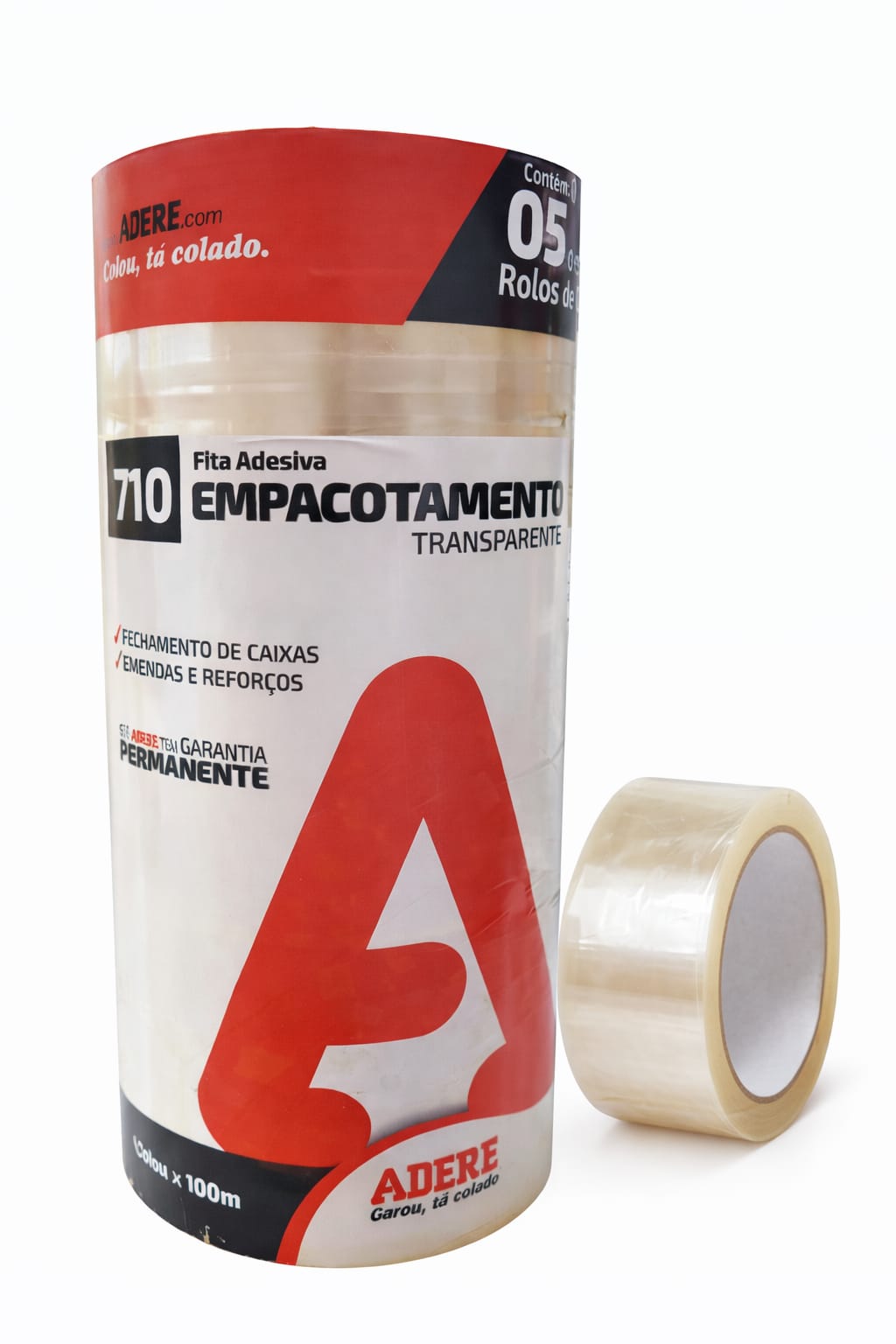 Fita Adesiva para Empacotamento Adere 710 Transparente 48 mm x 100 m – Pacote com 5 Rolos